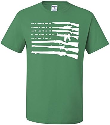 American Flag Guns 2nd Amendment T-Shirt Gun Rights Tee Green M