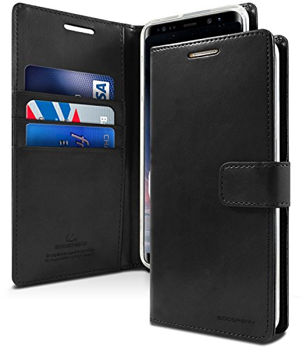 GOOSPERY Galaxy Note 8 Case for Samsung Galaxy Note 8, [Drop Protection] Blue Moon [Wallet Case] PU Leather with Shock Absorbing TPU Casing [ID Card & Cash Holders] (Black) NT8-BLM-BLK