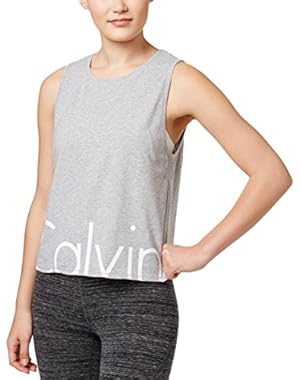 Performance Cropped Logo Vent Back Tank Top (Pearl Grey Heather, XX-Large)