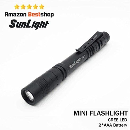 Pen light portable mini LED flashlights Flash Light Camping Lamp Stream light By 2xAAA (Black)
