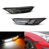 iJDMTOY Smoked Lens White/Amber Dual-Color LED Front Side Marker Light Assy For 2007-2019 Nissan R35 GT-R, Replace OEM Amber Sidemarkers
