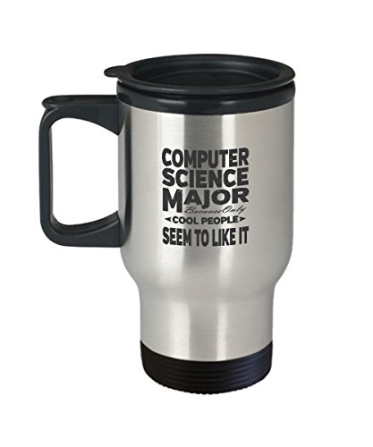Computer Science Travel Mug - Gift for College Student with Majors in Nerdy Super Geek Degrees