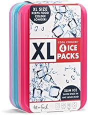 Fit + Fresh XL Cool Coolers Freezer Slim Ice Pack for Lunch Box, Coolers, Beach Bags and Picnic Baskets, Multi-Colored, 4 pack