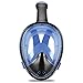 Vaincre 180° Full Face Snorkel Mask Panoramic View Anti-Fog,Anti-Leak Snorkeling Design with Adjustable Head Straps-See Larger Viewing Area Than Traditional Masks for Adults Youth (Black/Blue L/XL)