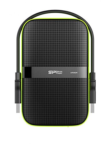 1TB Silicon Power Armor A60 Shockproof Portable Hard Drive - USB3.0 - Black/Green Edition