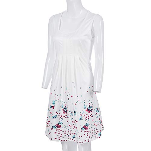 Women Boho Floral Short Mini Dress Party Evening Summer Beach Holiday Sun Dress White