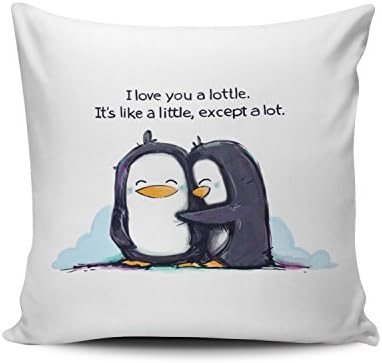 SALLEING Custom Fashion Home Decor Pillowcase I Like You a Lottle Penguins Square Throw Pillow Cover Cushion Case 18x18 Inches One Sided Print