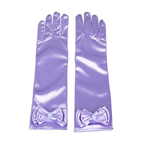 Lusiyu Girl Solid Color Long Elbow Length Formal Pageant Glove (Light purple)