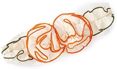 Girls Ivory Green Orange Rosette Embellished Cotton Stretchy Headband