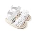 Kuner Baby Girls Cotton Bowknot Flowers Non-slip Outdoor Toddler Summer Sandals First Walkers Shoes (13cm(12-18months), White Flowers)