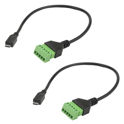 WMYCONGCONG 2 PCS Micro USB Screw Terminal Block Connector Micro USB Male to 5 Pin Female Screw Terminals Pluggable Type Adapter Connector Cable 30cm