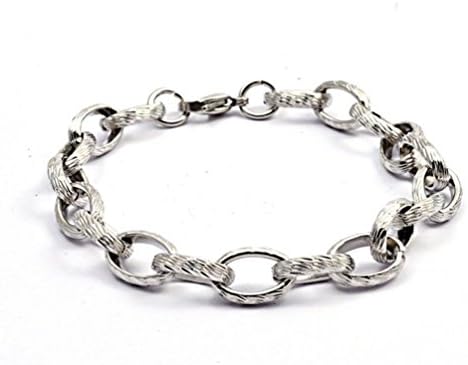 Jewelryfinds Europe New Round Coarse Ore Domineering Titanium Steel Christmas Gifts Men Silver Bracelet