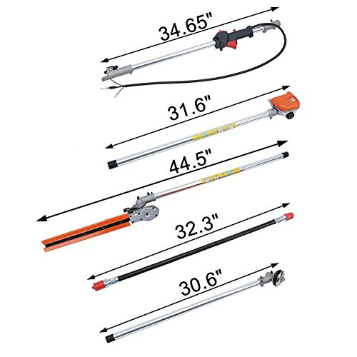 EASYG 52cc 6 in 1 Multifunction Grass Cutter Trimmer Brush Cutter Hedge Trimmer Chainsaw with Four Mowing Heads