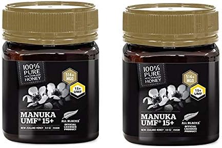 Pure New Zealand Certified UMF 15+ Manuka Honey (8.8 oz)- All Blacks Official Licensed Honey (2 Pack)