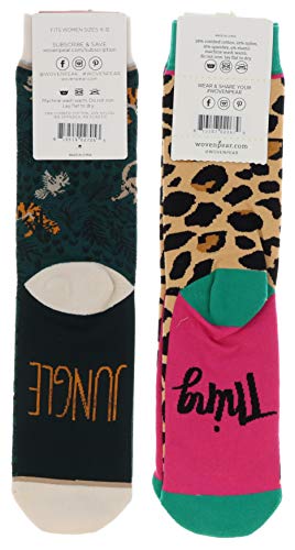 Woven Pear Women's Wild Thing Animal Theme Crew Socks (2Pr), Cotton Blend - Thumbnail 5