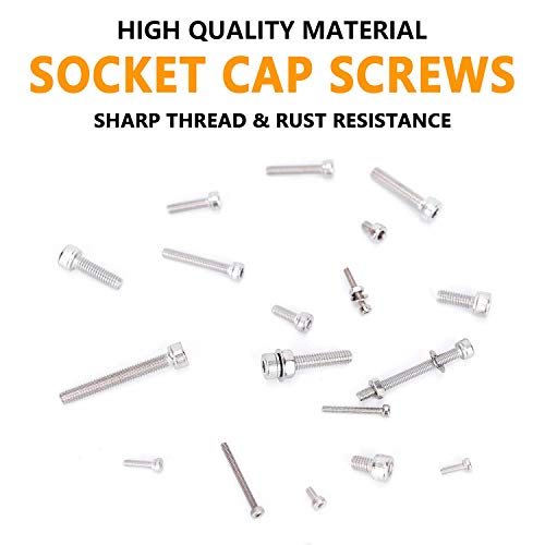 ANLIZN M2 M3 M4 Stainless Steel Hex Socket Head Cap Screws Nuts Set 1080pcs Assortment Kit with Storage Box, Six Hex Wrenches Included, Silver - Thumbnail 5