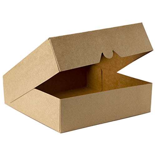 ONE MORE [15pcs] 9inch Kraft Bakery Boxes, Large Pie Boxes with PVC