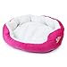 Round Dog Cat Beds Mattress Washable Pads Room, Soft Durable Plush Faux Fur Sleeping Pet Fleece Bed Mat for Small Doggy Kitten Puppy, with Anti-Slip Waterproof Bottom (Pink)