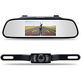 Backup Camera and Monitor Kit,Chuanganzhuo 4.3" Car Vehicle Rearview Mirror Monitor for DVD/VCR/Car Reverse Camera + CMOS Rear-view License Plate Car Rear Backup Parking Camera With 7 LED Night Vision