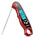 seatore Meat Thermometer, Waterproof Food Thermometer Digital Instant Read Thermometer Grill Thermometer with LCD Backlight Collapsible Internal Probe & Calibration for Kitchen, BBQ, Milk, Tea (red)