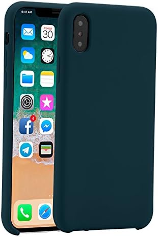iPhone X Case,ORSNOG Ultra Thin Liquid Silicone Gel Rubber Shockproof Case and Ultra Soft Microfiber Cloth Lining Cushion for iPhone X (Cosmos Blue)