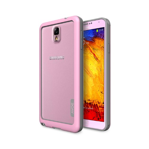 Zenus Avoc Samsung Galaxy Note 3 Bumper Solid Bar Case Cover [Pink/Light Gray] TPU + Polycarbonate Carrying Bumper Case for Galaxy Note III
