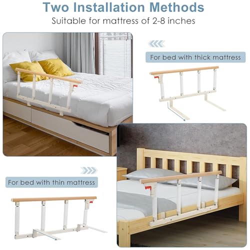 Thalyrnn Folding Bed Grid for Elderly 97 x 40 cm, Bed Safety Grid with Handle for Most Beds, Fall Protection and Bed Restriction for Elderly and