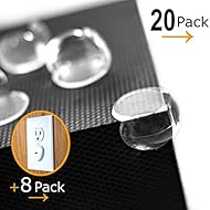 Eldrad Solutions Baby Proofing Bundle - 20 Corner Protectors + 8 Outlet Covers - Great Clear Material and Adhesive - Best Furniture Guards for Safety - Premium Outlet Plugs - Superior Child Protection
