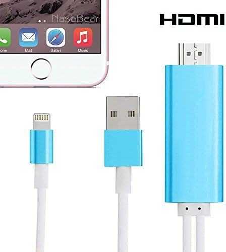 Lightning to HDMI,GD2016 6.4 Ft Plug &amp; Play 8-Pin Lightning MHL To HDMI Cable 1080P HDTV Adapter For iPhone 5 5S 6 6s plus and iPad(Lightning ports) Blue