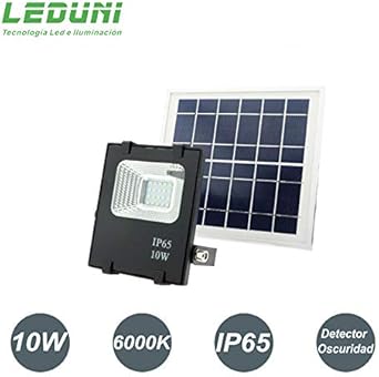 Foco LED Solar Exterior 10W Negro 600LM IP66 Impermeable Luz ...