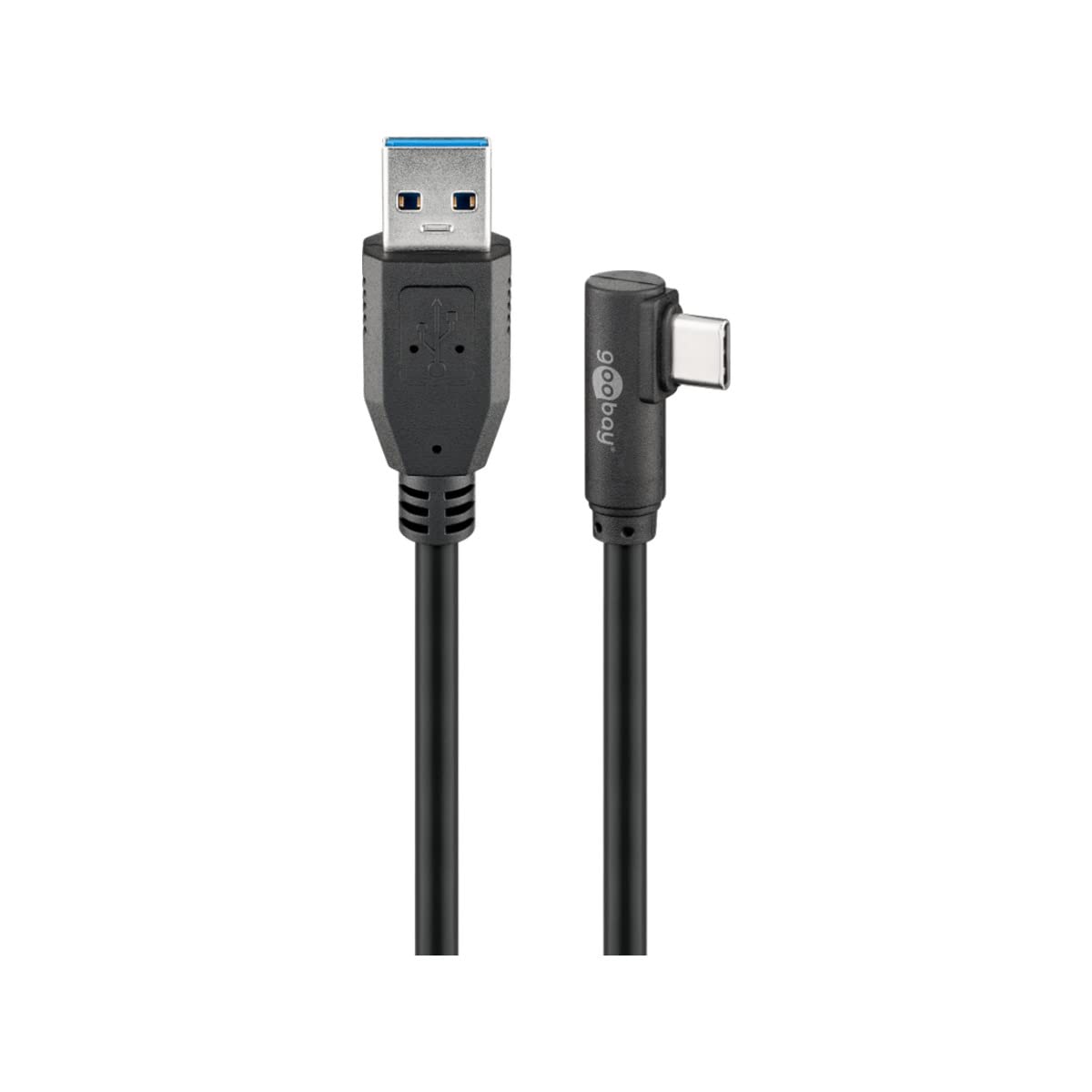 Goobay USB-C auf USB A 3.0 Kabel 90°, 0.5m, schwarz [USB 3.0-Stecker (Typ A) > USB-C™-Stecker]