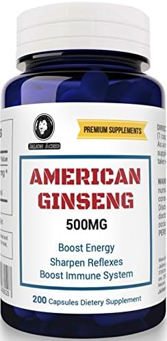 American Ginseng 500 mg, 200 Capsules. A Massive 6 Month Supply by Jalion Acres Premium Supplements. Panax Ginseng Root Extract for Men & Women.
