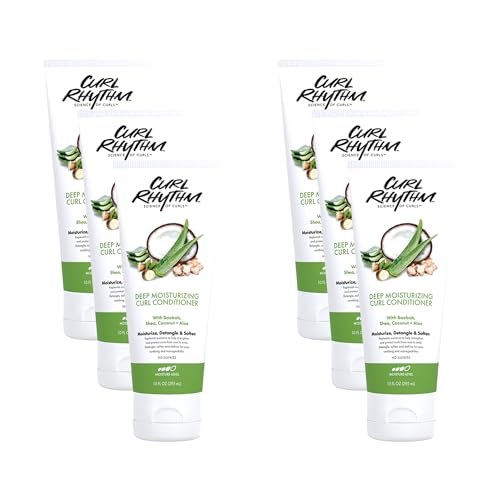 Curl Rhythm Deep Moisturizing Curl Conditioner - Curly Hair Conditioner with Shea Butter, Coconut, and Aloe - Strengthens and Protects Curls - 6 pc