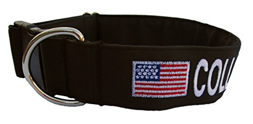 2 inch Custom Embroidered BIG Dog Collars with 1 logo. 36 Camo/Solid Fabrics to choose from! Plastic & Metal Buckles. Black Large Collar, Metal Buckle.