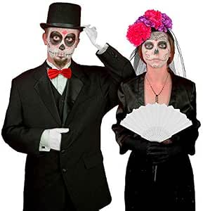 BLACK MAMUT Disfraz de Catrina y Catrin para Parejas, Novios, Fiestas, Día  de Muertos, Halloween, Kit con Sombrero, Diadema, Guantes, Maquillaje  Completo : Amazon.com.mx: Juguetes y Juegos