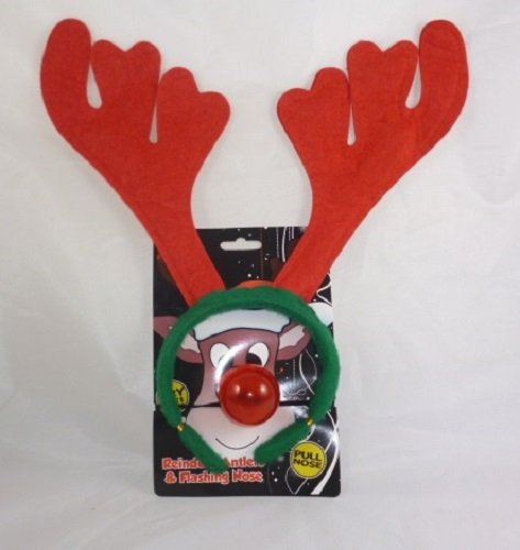 Christmas Reindeer Antlers & Flashing Nose Set