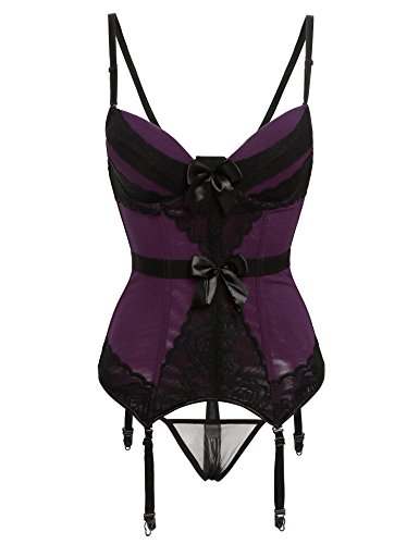 L amore women s bustier corset sexy girdle waist cincher with gar…