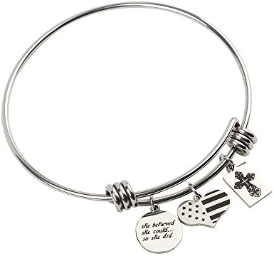 ANDESWF Inspirational Titanium Stainless Steel Bracelet Expandable Bangle Gift for Women &amp; Girl