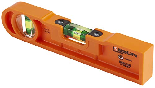 Keson LKTRF ABS Plastic Rounded Torpedo Level with 2 20% Magnified Vials, 9-Inch