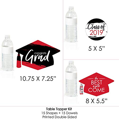5 Red+Grad+Graduation+Centerpiece+Toppers