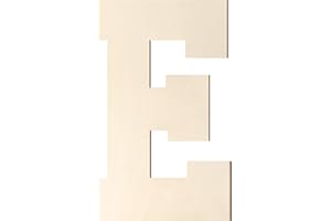 HOMENTHUS Wooden Letters 8 Inch, Big Wooden Letter E Shape Cutout Vintage Sports Style Unfinished Wood Alphabet Letters for Wall Decor Nursery Name Painting Crafts Party Room Home Decoration