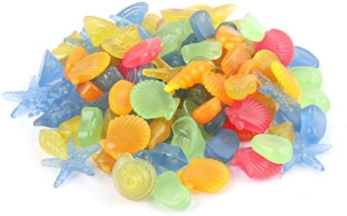 100 pcs Glow in the Dark Garden Pebbles Glowing Stones for Fish Tank Aquarium(star and shell)
