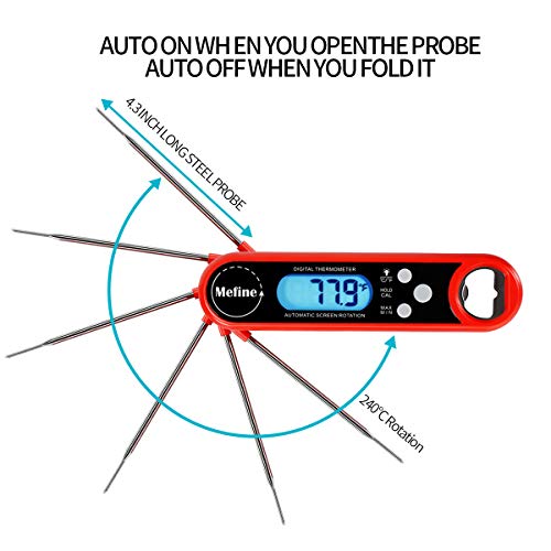 Digital Instant Read Meat Food Thermometer Gravity Sensor Display with Probe and Bottle Opener- IP67 Waterproof, Magnetic Backing, Backlight and Calibration for Kitchen, Outdoor Cooking, BBQ, Grilling - Thumbnail 4