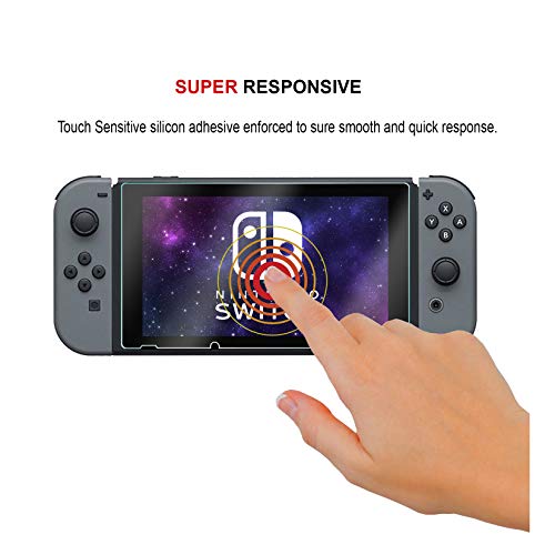 [2-Pack] Nintendo Switch Screen Protector, TEB [Tempered Glass] [9H Hardness] [Touch Sensitive] [0.3mm Ultra Thin] [Ultra Clear] [Heat Resistance] [Anti-Scratch, Anti-Fingerprint] [Shatter proof] - Thumbnail 3