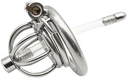 SUNNY RAIN Small Male Anti-Off Stainless Steel Cha-sti-ty with Catheter，45mm Ring