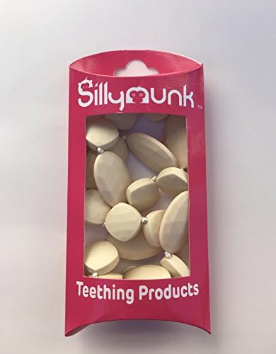 SillyMunk TM Silicone Teething Necklace Flat Faceted - (CREME)
