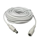 Vanxse CCTV Dc 12v Power Extension Cable 10m(30ft) 2.1x5.5mm for CCTV Security Cameras IP Camera Dvr Standalone in White Color-WPC10M