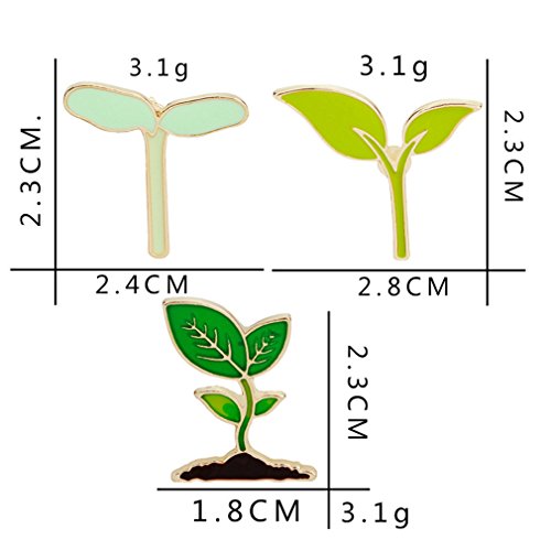 GUAngqi 3 Pcs/Set Leaves Plant Bean Sprouts Enamel Brooch Collar Pin Cartoon Brooch Pin Badges for Clothes Bags Backpacks - Thumbnail 2