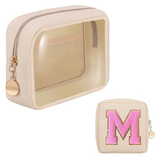 CHICREEN Personalized Initial Clear Bags Set, Clear Cosmetic… at Amazon
