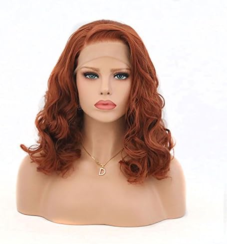 Brown Red Synthetic Lace Front Wig Orange Long Body Wave Wigs Heat Resistant Soft Synthetic Fiber Hair Replacement Wigs Glueless Hair For Women Cosplay 16 inch by Bernect